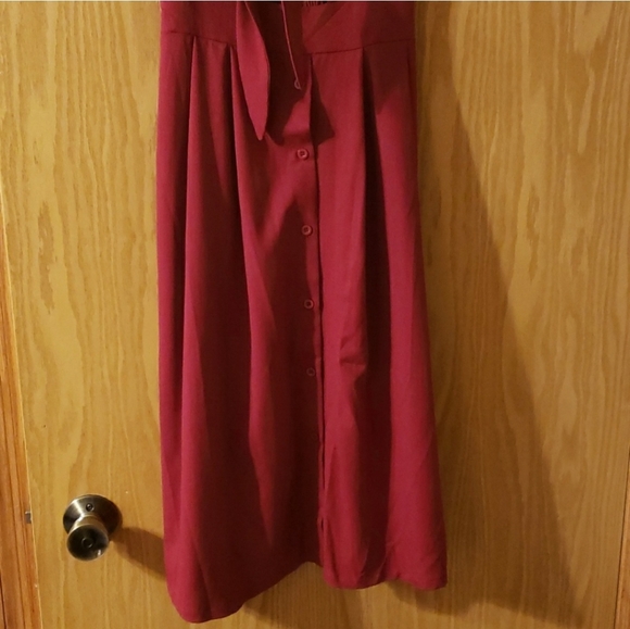 NWT Burgendy Tie Front Fit and Flare Button Down Sundress - Picture 10 of 11